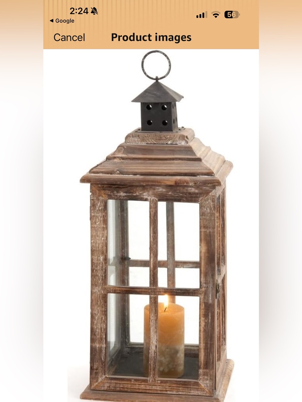Rustic Brown Wooden Lantern with Glass Panels